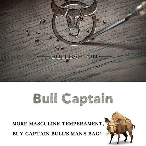 Bullcaptain men's shoulder bag genuine leather and oxford fabric