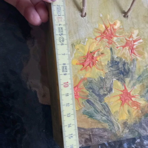 Wooden handmade bag new with painting by K.Kartsonaki