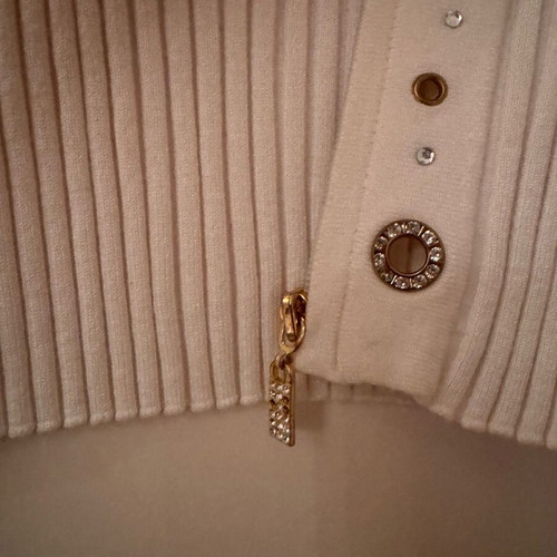 White cardigan with gold details, like new, viscose