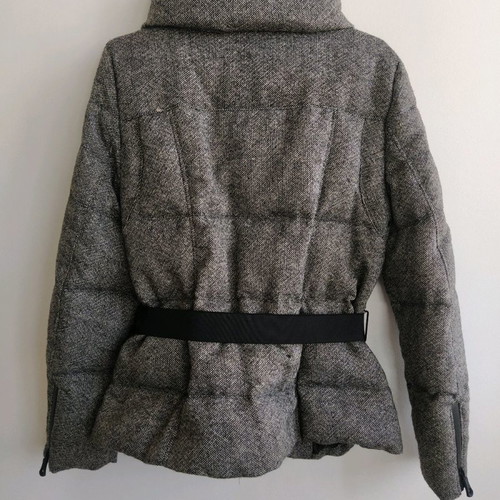Grey down jacket Zara used, with belt and zipper details