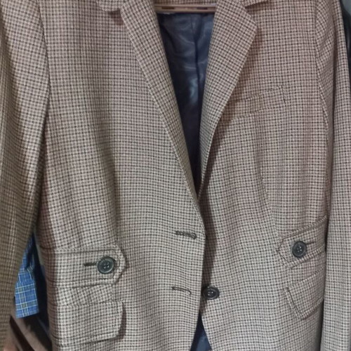 Zara checked mid-length jacket size L like new, beige brown