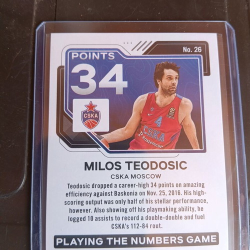 Milos Teodosic Numbers Game 117/125 Panini Contenders EuroLeague Card like new