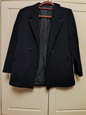 Vintage women's jacket with shoulder pads dark blue like new