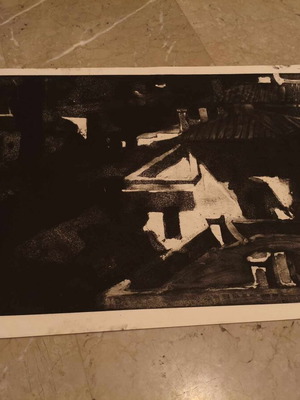 Authentic P. Tetsis Woodcut like new, chalcography aquatint