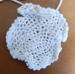 Small knitted pouch used, white