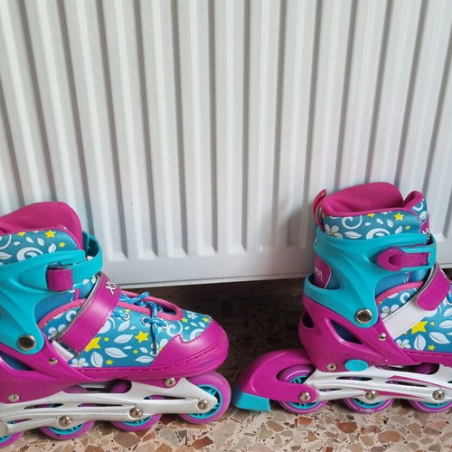 Roller skates used, size 34-37, fuchsia and turquoise for girls