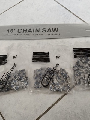 Chainsaw bar set and 3 chains 16 inches with 59 teeth new