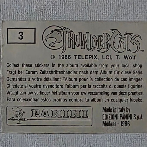 1986 Panini Thundercats Sticker #3
