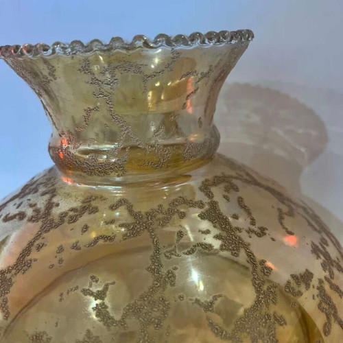 Vintage glass lampshade honey color with crystallized finish used
