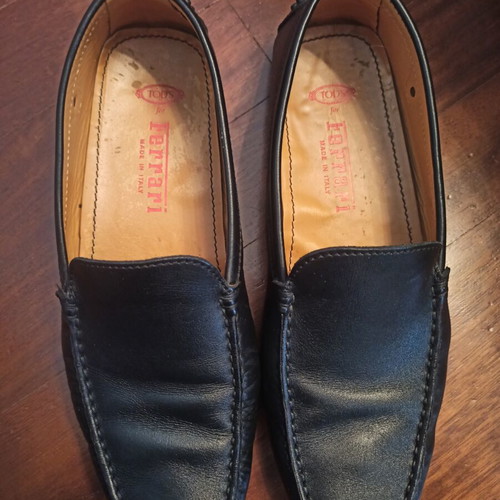 Tod's Ferrari men's loafers used, black matte leather, size 42.5-43