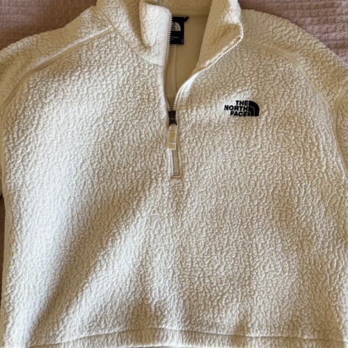 The North Face women's crop fleece top, size S, beige white