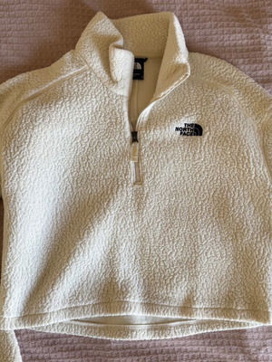 The North Face women's crop fleece top, size S, beige white