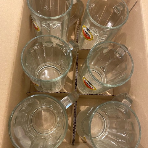 Large Amstel beer glass set of 6 new