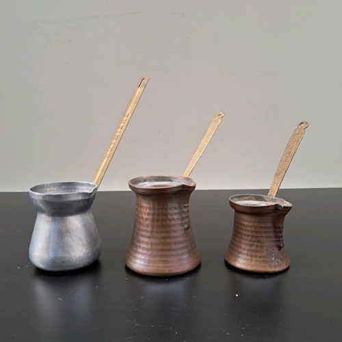Old coffee brikia set of 3, like new, one authentic Loumidis