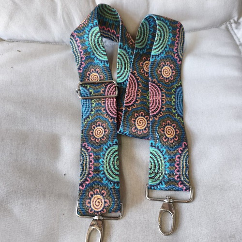 Bag strap multicolor, new, thick woven with adjustable clips