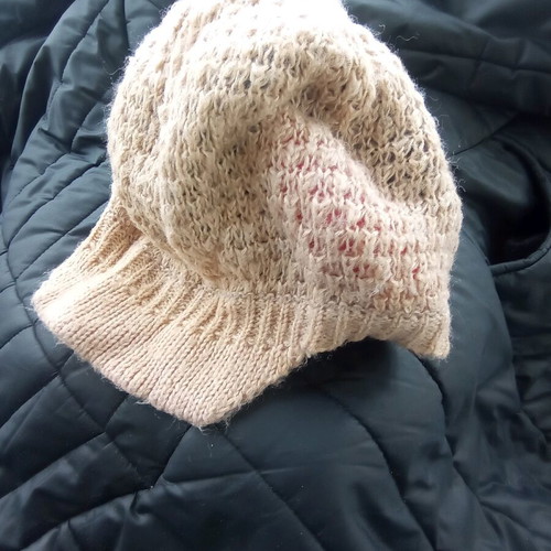 Knitted pink hat with visor used La Redoute Collections