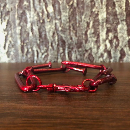 Metallic Red Steel Statement Bracelet
