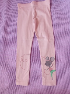 Pink leggings for girls 5-6 years, 116 cm