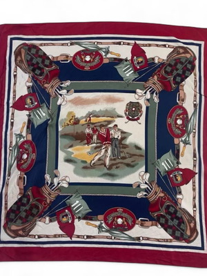 Vintage silk scarf golf themed "Woods And Iron Royal Golf Course" 33x33 inches
