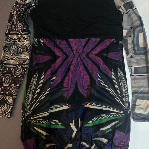 Desigual vintage off-shoulder Y2K graphic bodycon dress size medium