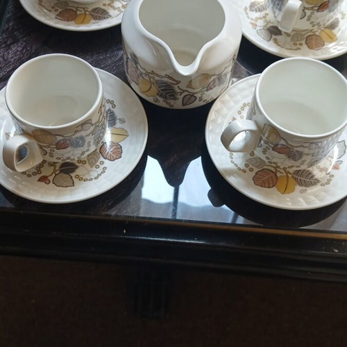 Vintage Pontesa Ironstone tea and coffee set used, 9 pieces