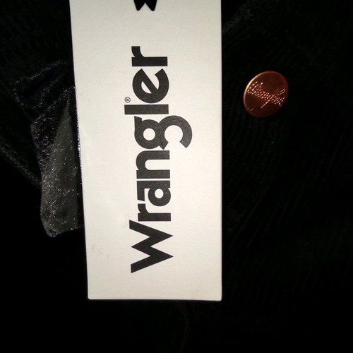 Wrangler Black Corduroy Jacket with Ecru Detachable Faux Fur Collar New Size S
