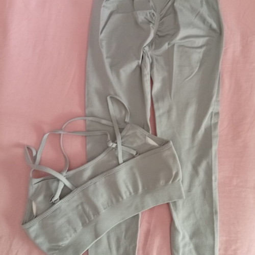 Sports set leggings and top, new, gray, size M-L