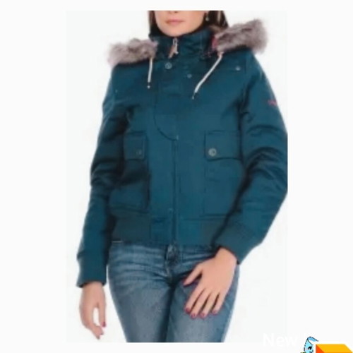Emerson women's petrol jacket size M like new with detachable hood and synthetic fur
