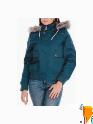 Emerson women's petrol jacket size M like new with detachable hood and synthetic fur