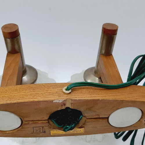 Double wall lamp Kolarov 1960s like new, wood and crystal