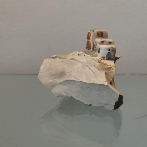 Handmade souvenir used on natural volcanic stone