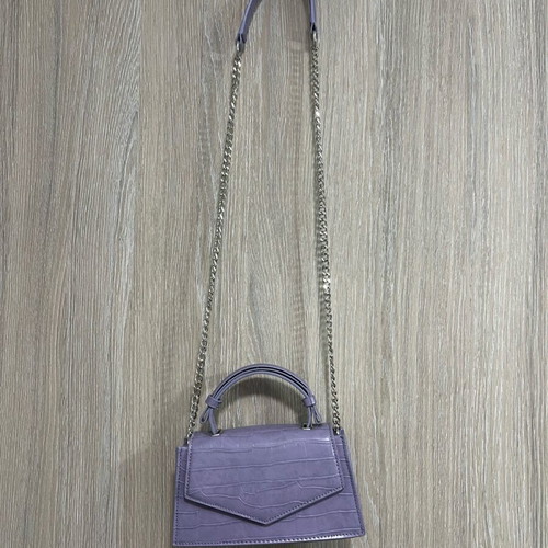 Zara purple croc effect handbag with chain new