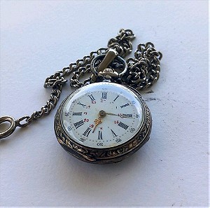 Παλιό ρολόι τσέπης ασημένια κάσα 35χιλιοστα λειτουργεί