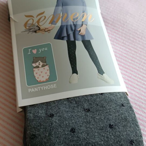 Children's cotton polka dot tights set of 2, new, white and gray
