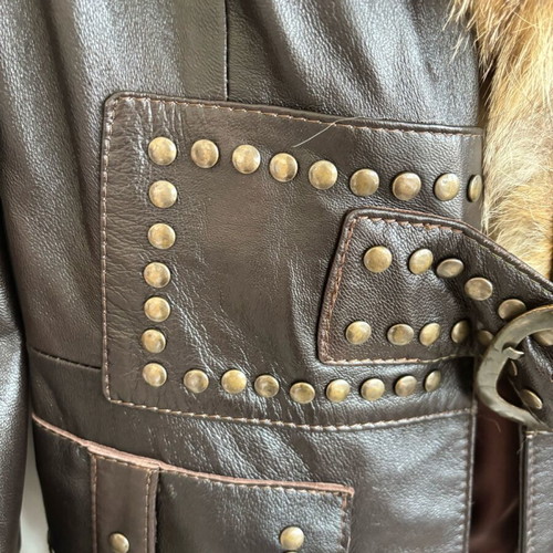 Miss Raxevsky leather jacket like new with fox fur collar and cuffs