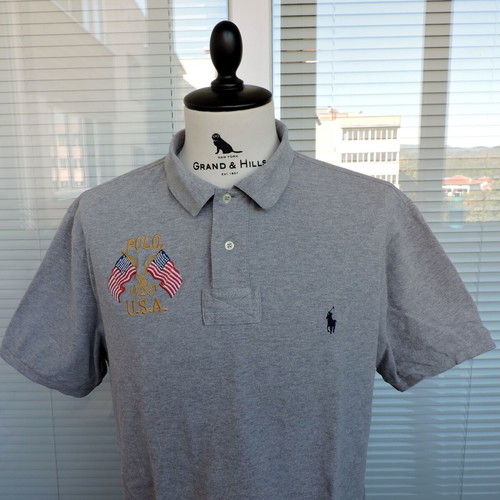 Ralph Lauren Polo Shirt Mens Short Sleeve Custom Fit Golf XL like new, gray