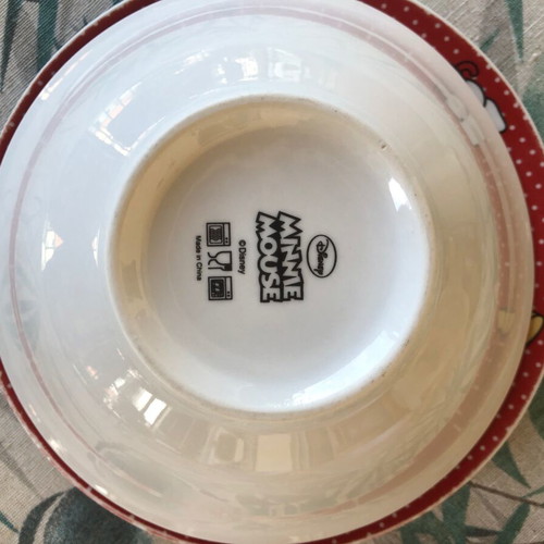 Minnie Mouse’s children’s plate and salad bowl set like new, ceramic