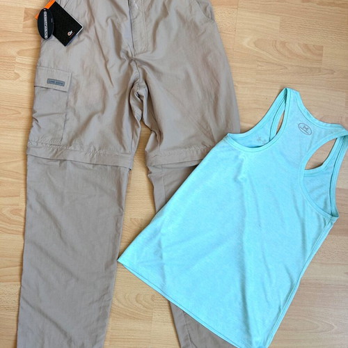 Lowe trekking pants new with Under Armour top S/M