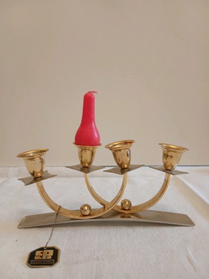 Metal four-candle candlestick gold-plated 24k new, German
