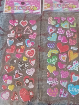 Set of 2 heart stickers, multicolored