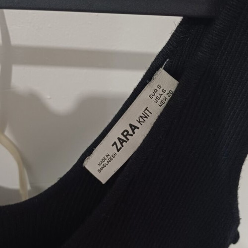 Zara black midi knitted dress with side braid details, like new