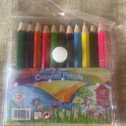 Mini coloured pencils new, set of 12 pieces