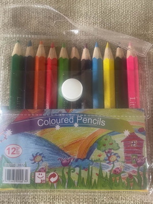 Mini coloured pencils new, set of 12 pieces