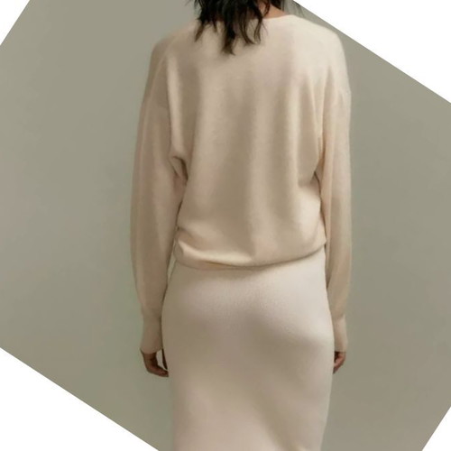 Zara 100% wool thin knit sweater new, beige Medium