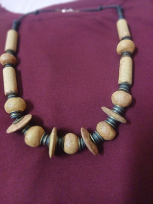Boho necklace, 57.5 cm, beige