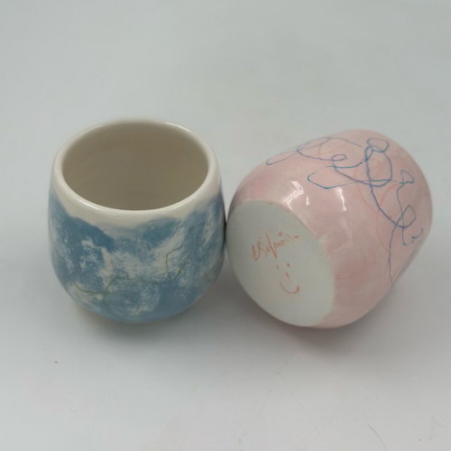 Handmade ceramic cups set of 2 by Eleftheria Sifnaiou new