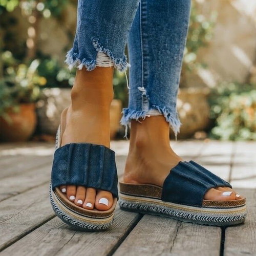 Chic Boho Platform slippers, black, size 38