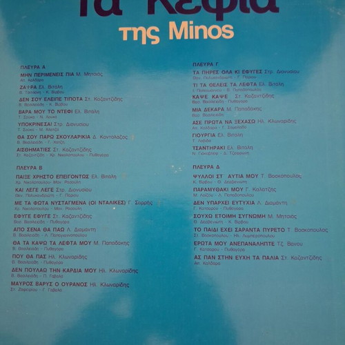 Ta Kefia Tis Minos double LP like new, laiko genre