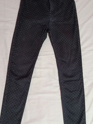 Stradivarius Basics black skinny fit elastic polka dot jeans, size S