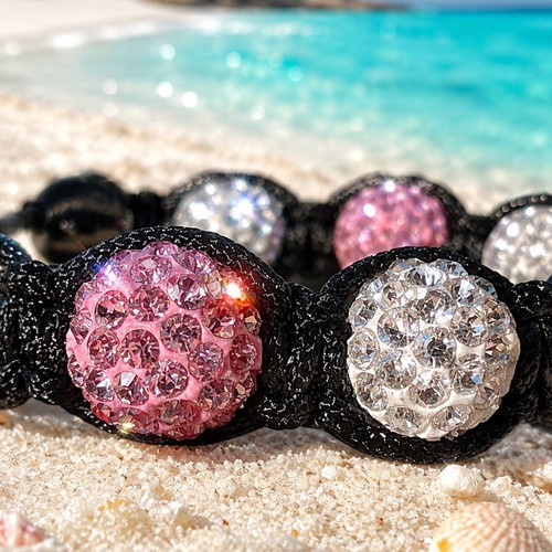 Handmade Shamballa Bracelet with Crystal and Hematite, New